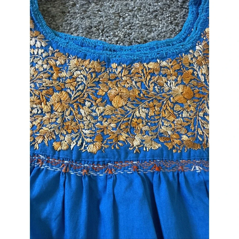 San Antonio Oaxaca Mexican Dress Hand Embroidered Silk Threads